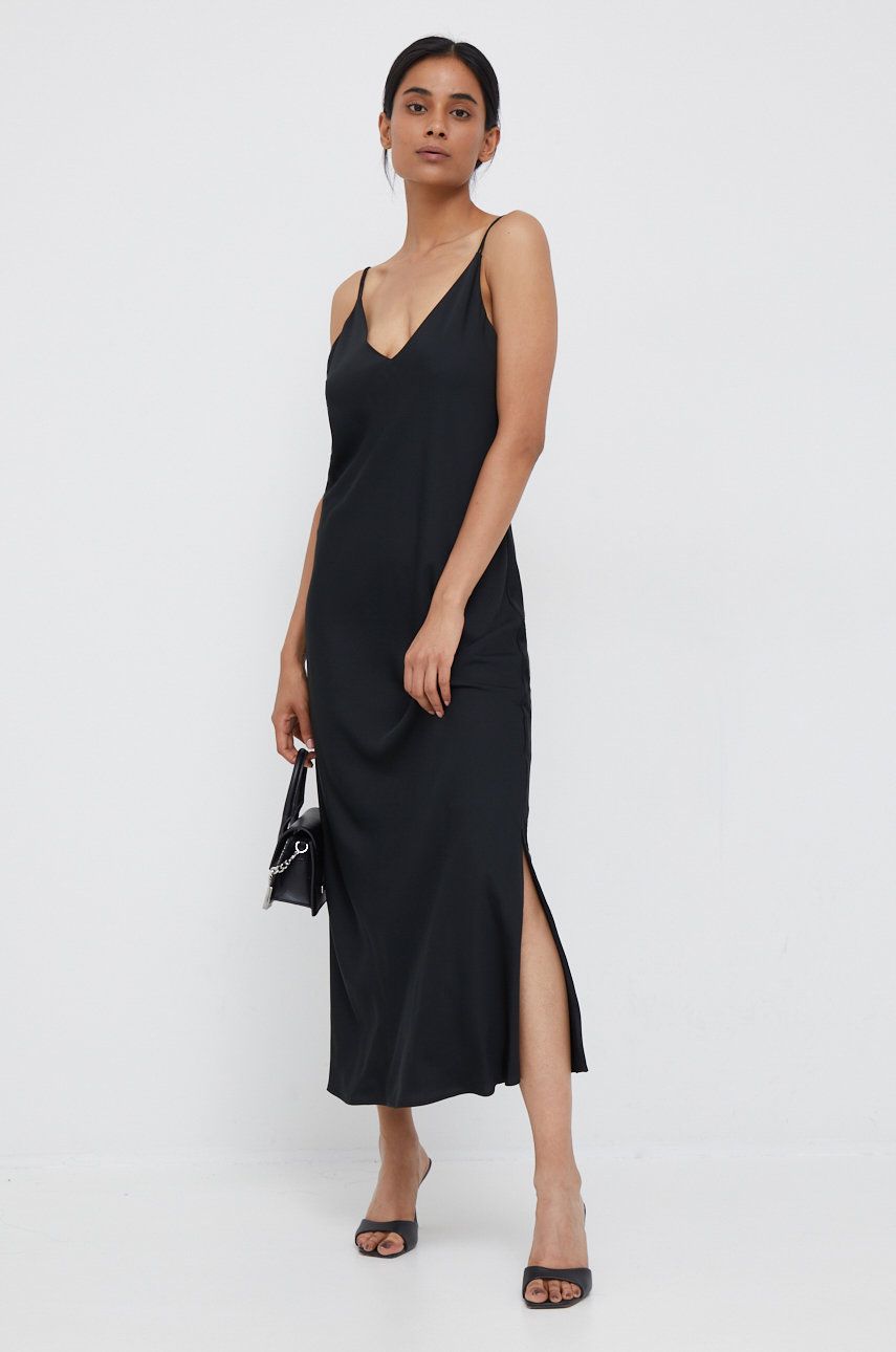 Šaty Calvin Klein černá barva, maxi - černá