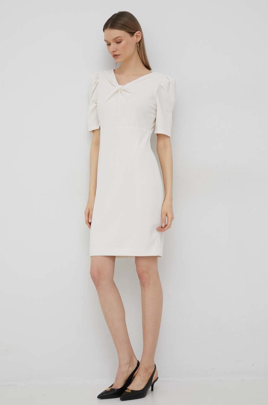 Dkny rochie culoarea bej, mini, drept