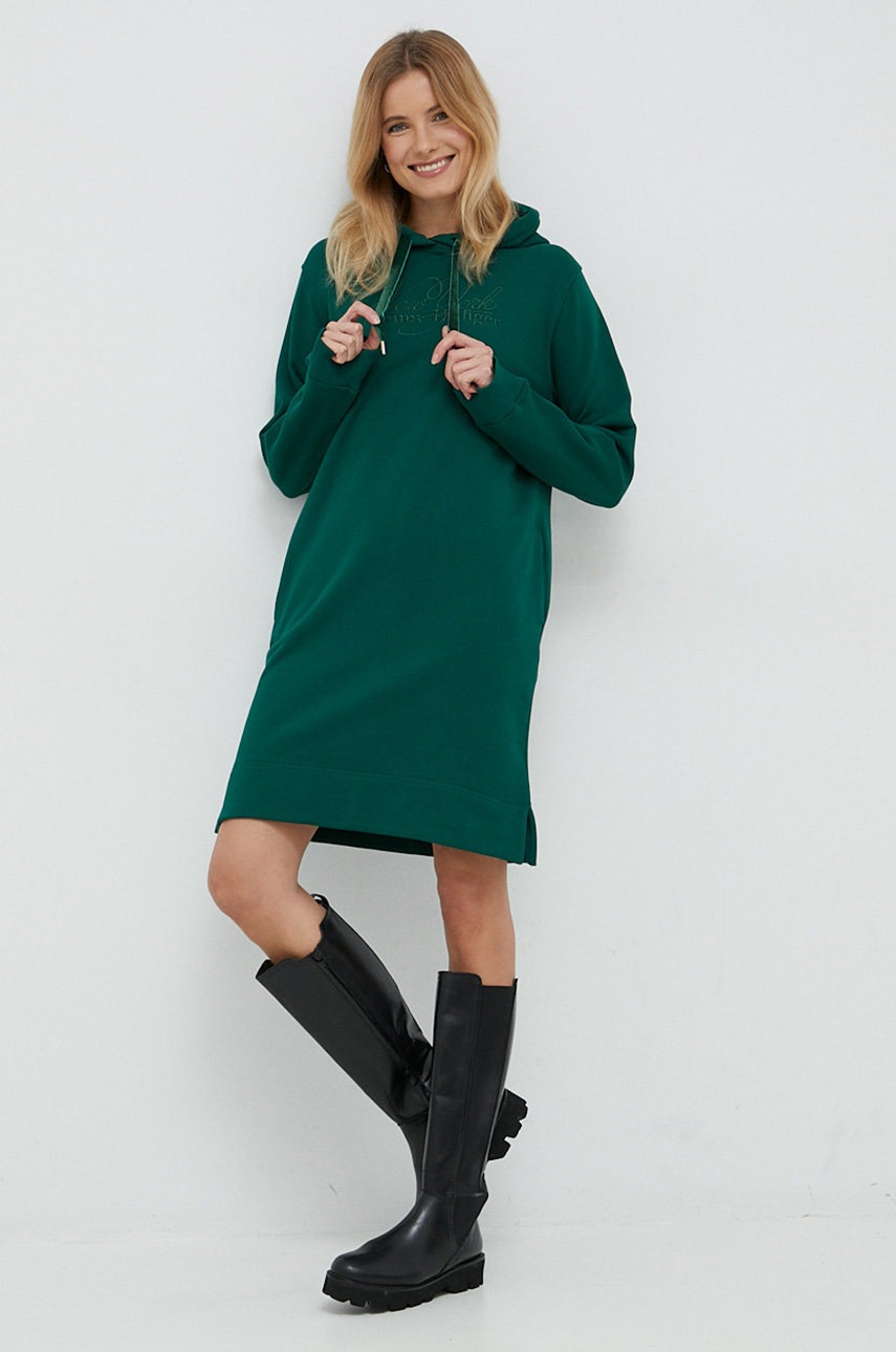 

бавовняна сукня Tommy Hilfiger колір зелений midi oversize