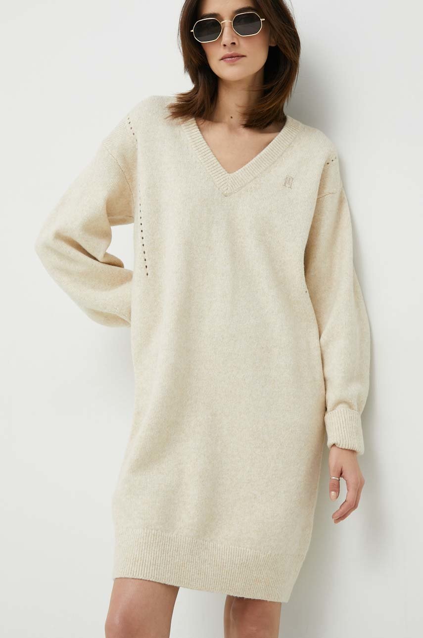 saty-z-vlnene-smesi-tommy-hilfiger-bezova-barva-mini-oversize
