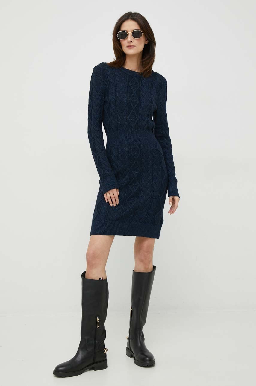 

Шерстяное платье Tommy Hilfiger цвет синий mini облегающая