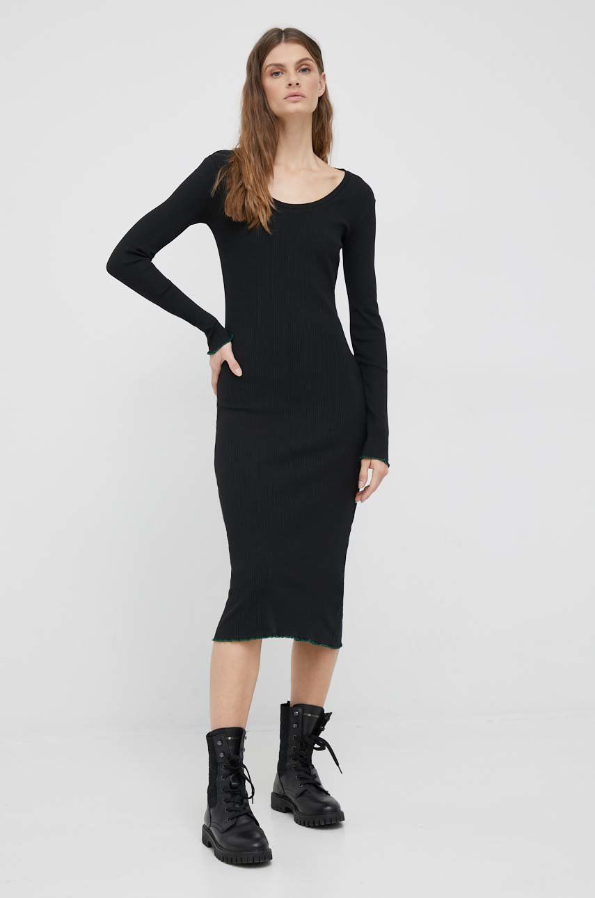 Šaty Tommy Hilfiger černá barva, mini - černá -  98% Bavlna