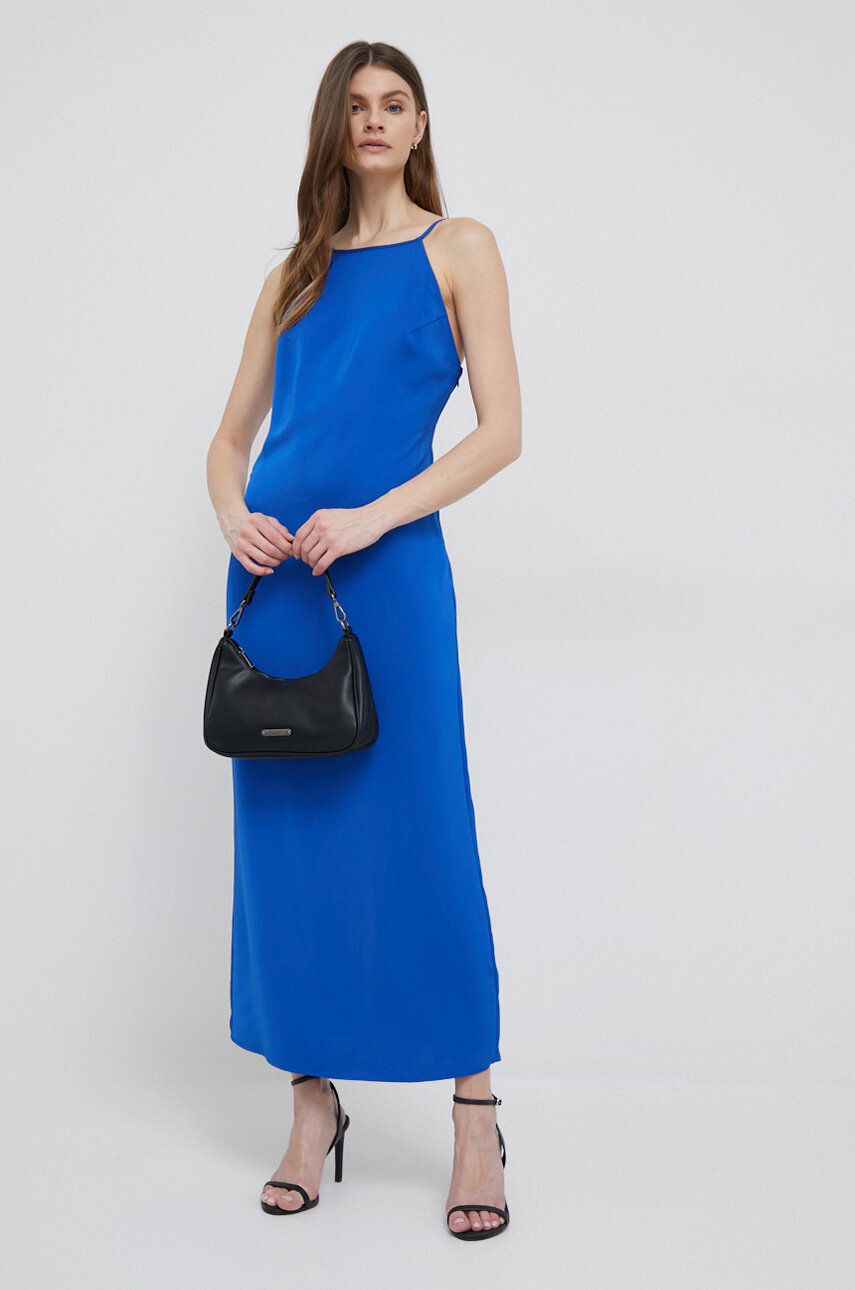 Calvin Klein sukienka kolor niebieski maxi dopasowana