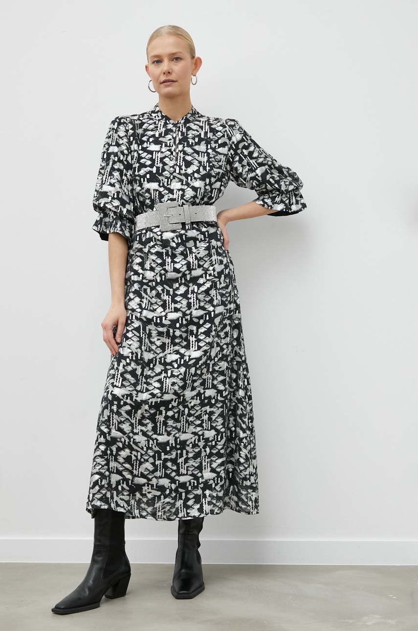 Bruuns Bazaar rochie culoarea negru, midi, dreaptă Bruuns Bazaar rochie culoarea negru, midi, dreaptă
