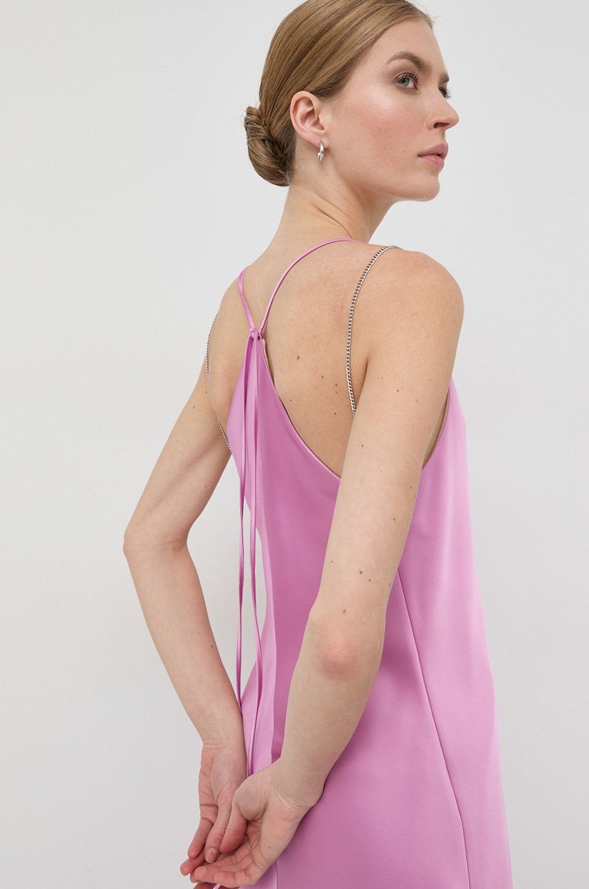 Šaty BOSS růžová barva, maxi - růžová - Hlavní materiál: 100 % Polyester Podšívka: 100 % Viskóz