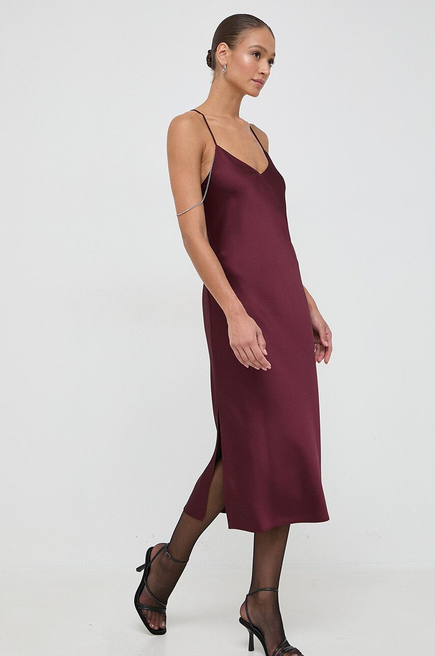 Boss Rochie Culoarea Bordo, Maxi, Drept