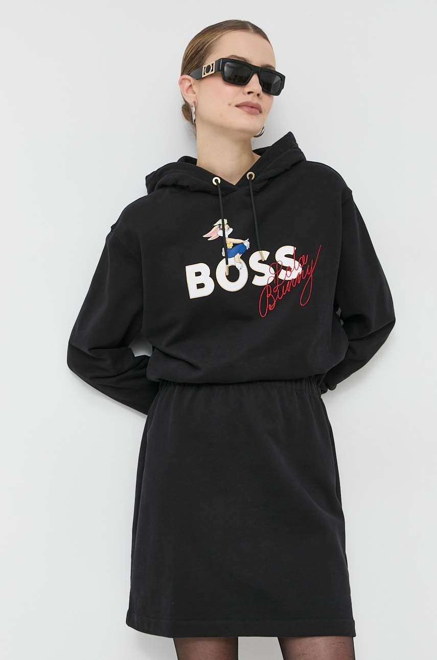 BOSS rochie x Looney Tunes culoarea negru, mini, evazati