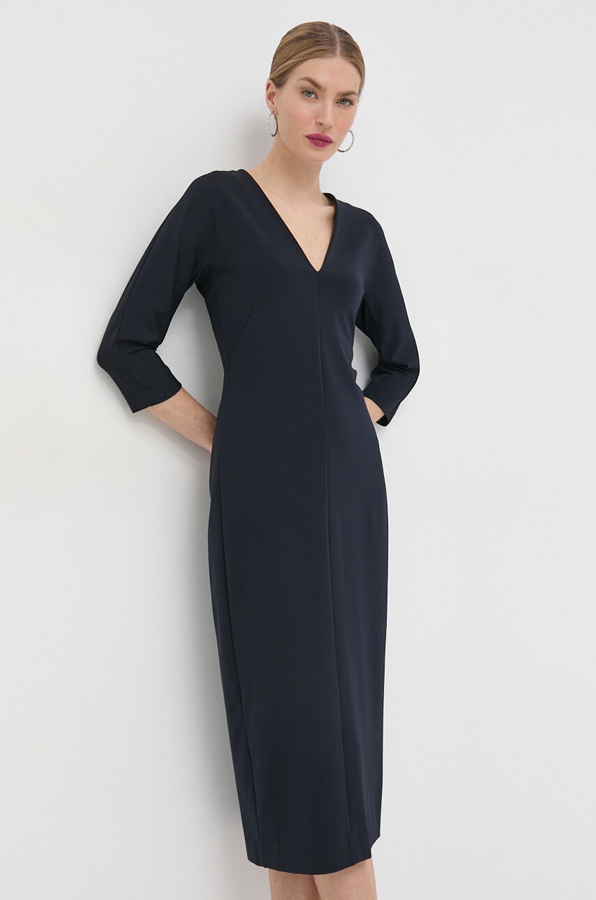 

Сукня Max Mara Leisure колір синій midi облягаюча
