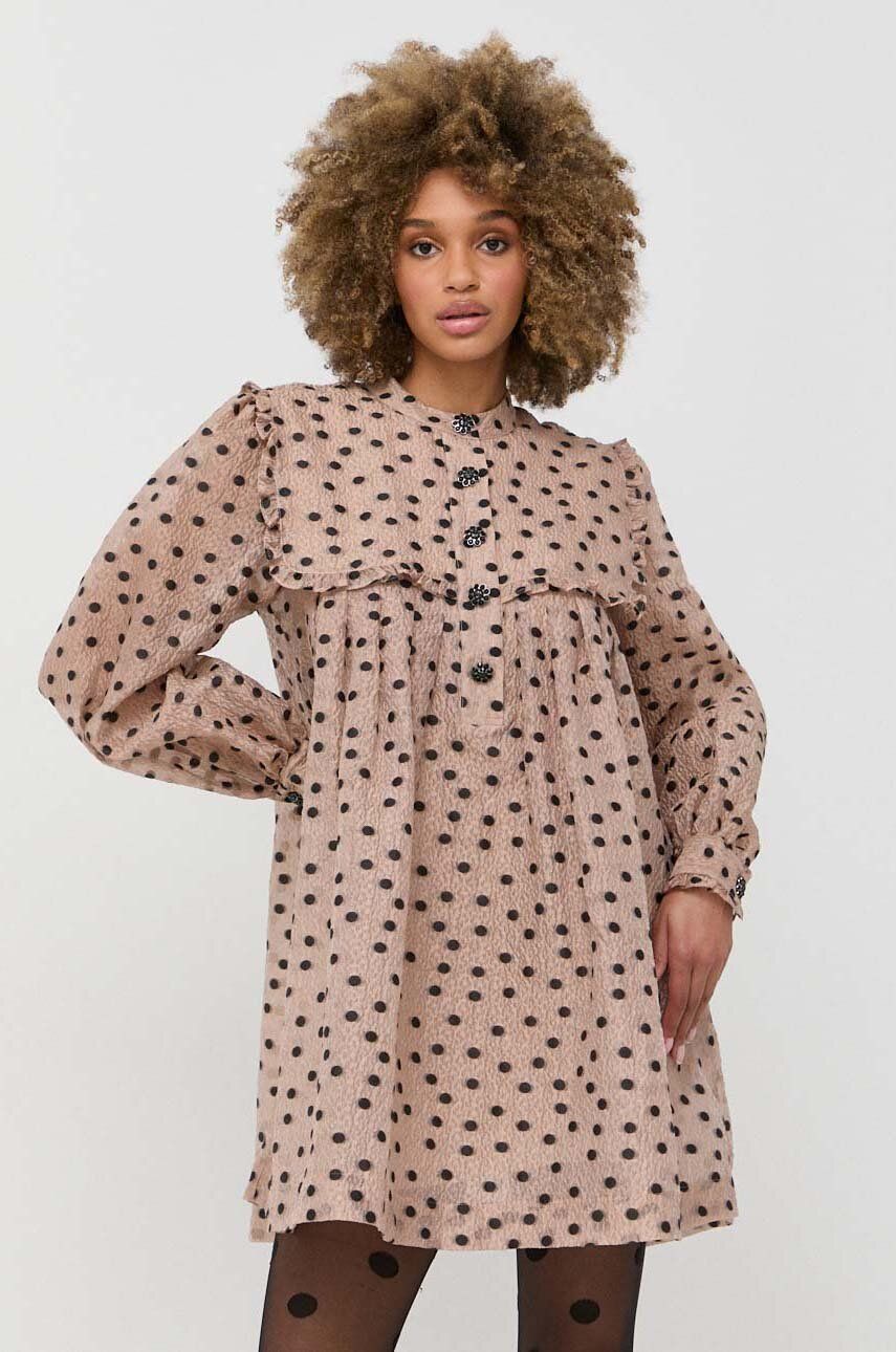 Šaty Custommade Kristel béžová barva, mini, oversize - béžová -  Hlavní materiál: 61 % Polyeste