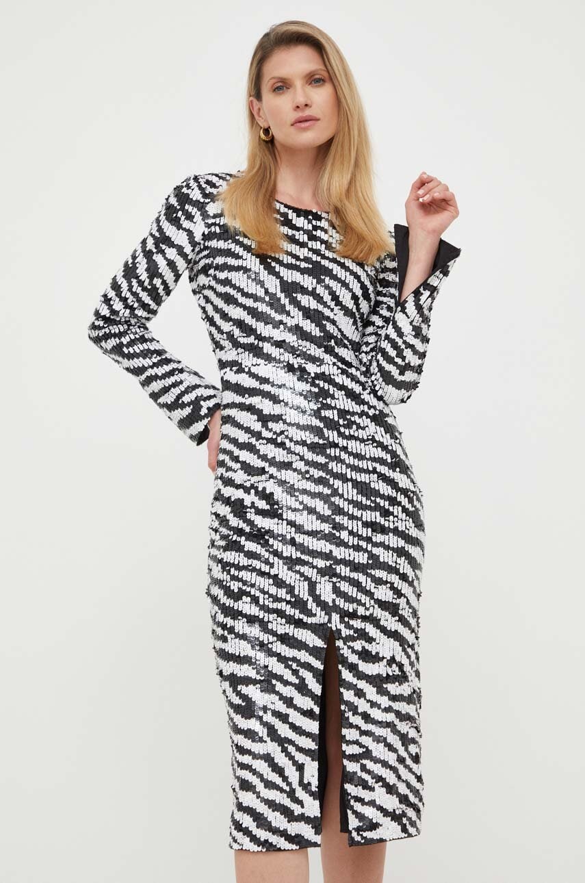 Notes du Nord rochie Glow culoarea negru, midi, mulată