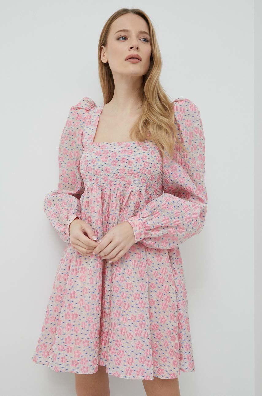 Šaty Custommade Jenny růžová barva, mini - růžová -  Hlavní materiál: 61 % Polyester