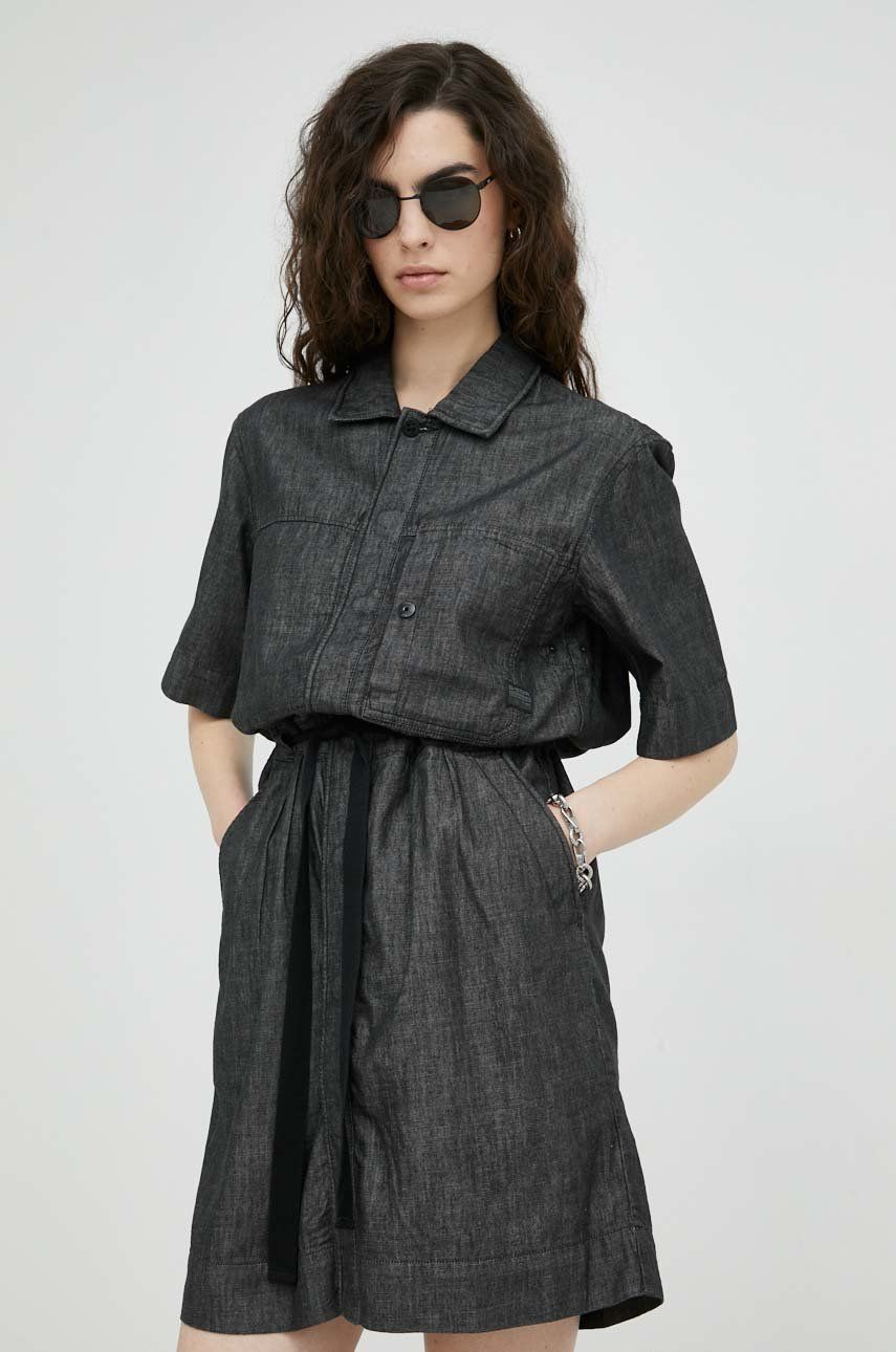 Šaty G-Star Raw šedá barva, mini - šedá -  Hlavní materiál: 80% Bavlna