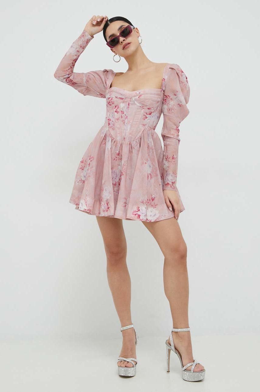 

Сукня Bardot колір рожевий mini розкльошена