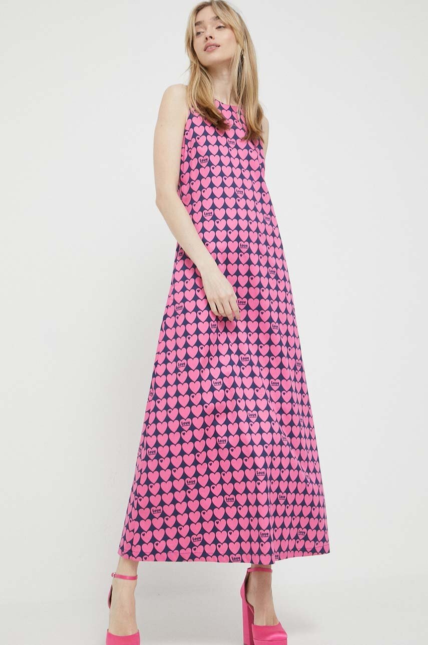 

Платье Love Moschino цвет розовый maxi расклешённая