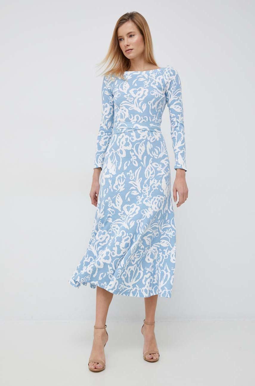

Хлопковое платье Polo Ralph Lauren midi расклешённая