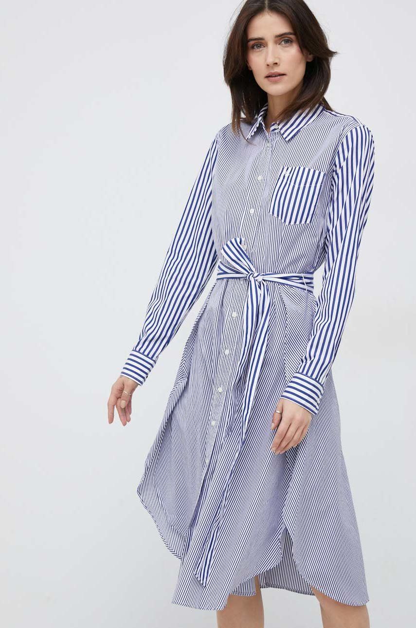 Bavlněné šaty Lauren Ralph Lauren mini - modrá -  100 % Bavlna