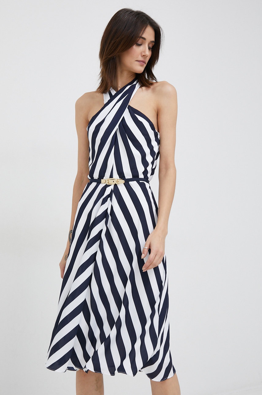 

Рокля Lauren Ralph Lauren в тъмносиньо къс модел разкроен модел, Тъмносин