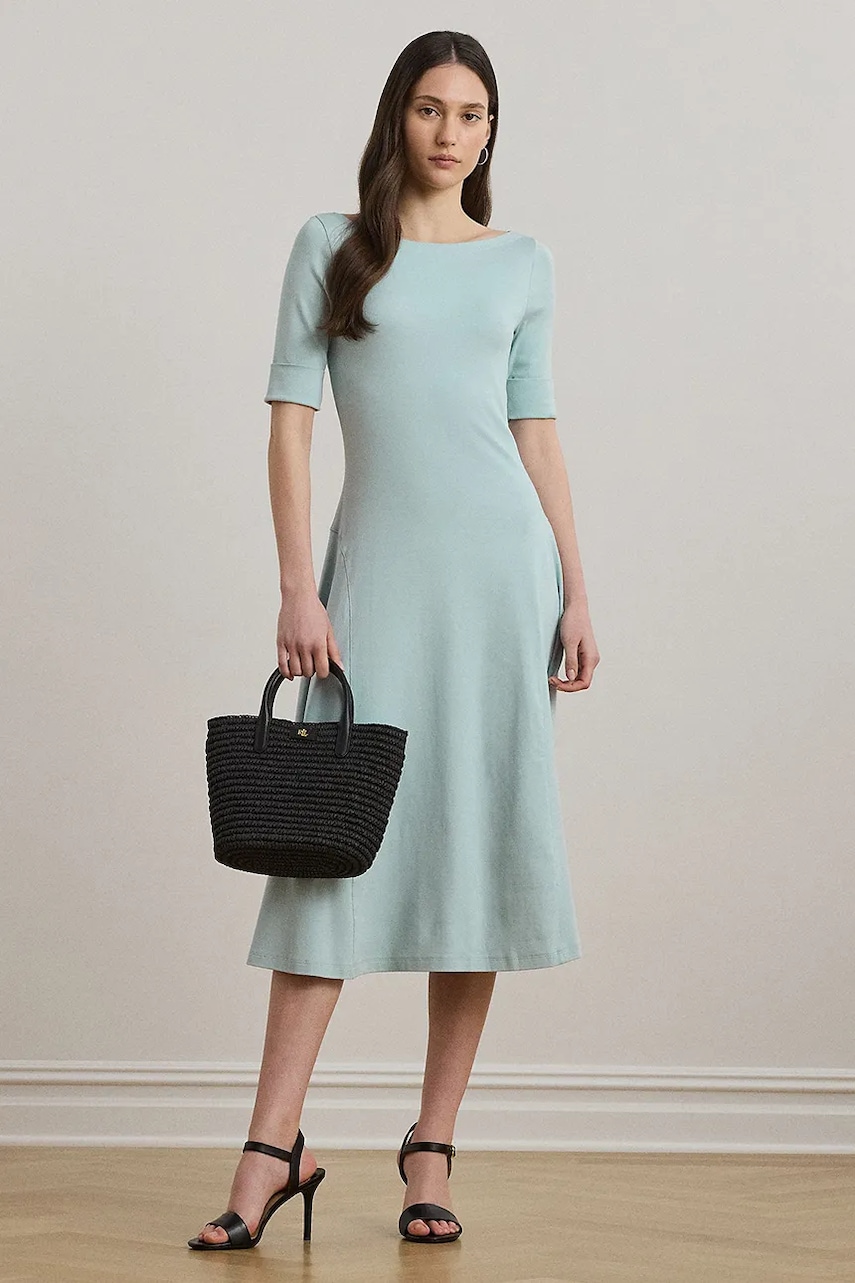 Lauren Ralph Lauren sukienka kolor niebieski mini rozkloszowana 250863913