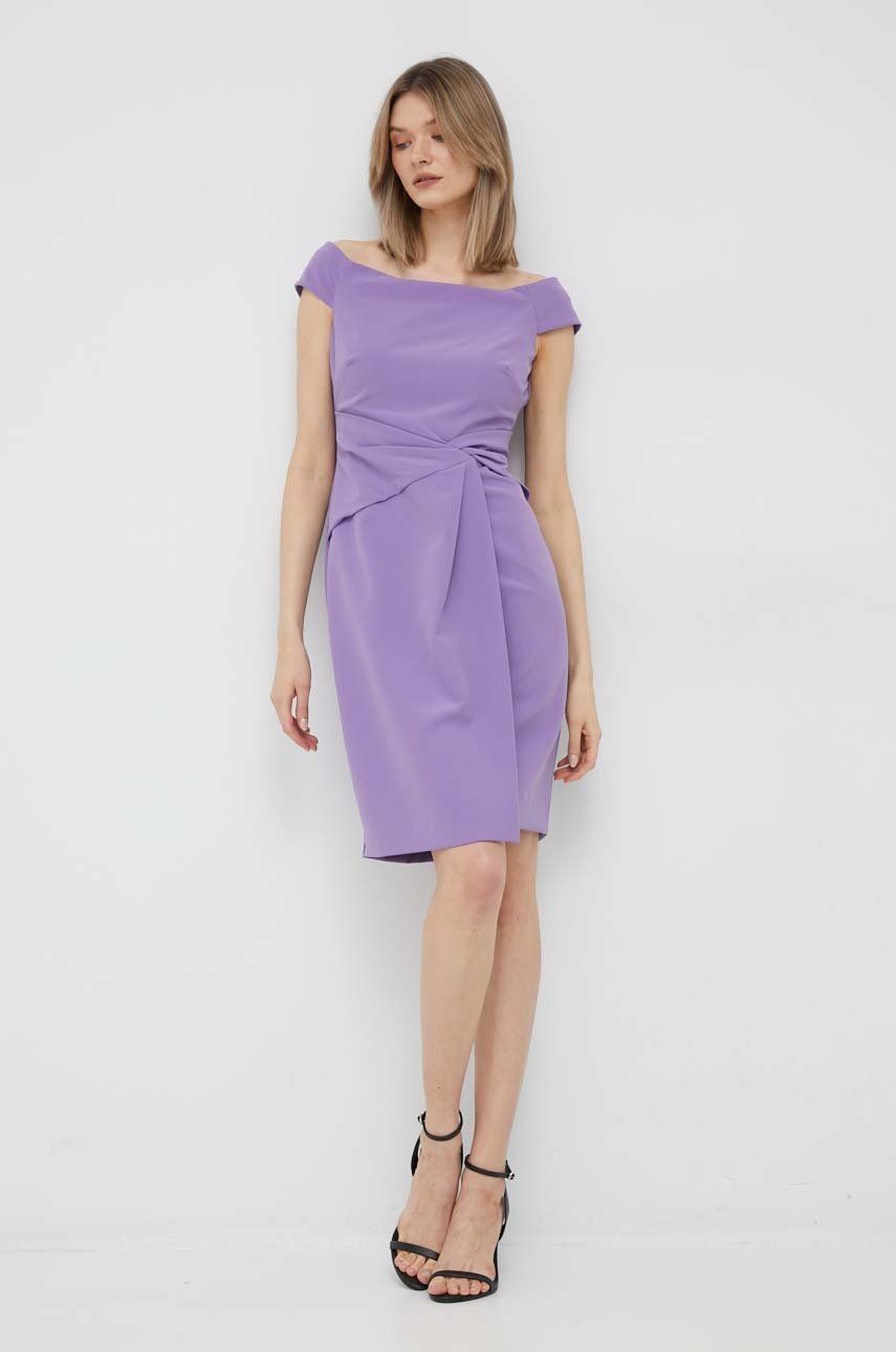 Šaty Lauren Ralph Lauren fialová barva, mini - fialová -  Hlavní materiál: 89 % Polyester