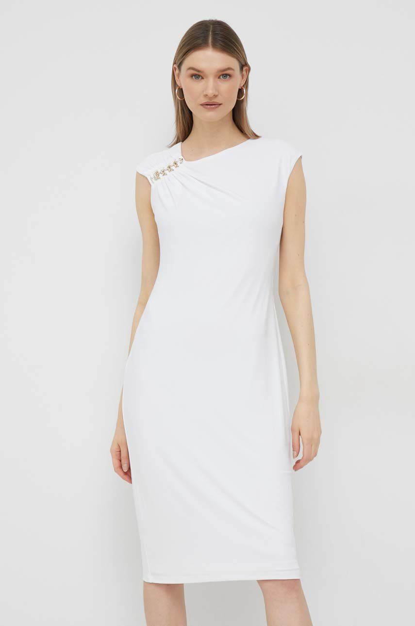 Šaty Lauren Ralph Lauren bílá barva, mini - bílá -  95 % Polyester