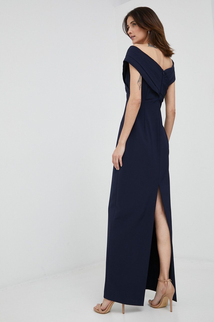 Šaty Lauren Ralph Lauren tmavomodrá barva, maxi - námořnická modř -  Hlavní materiál: 89 % Poly