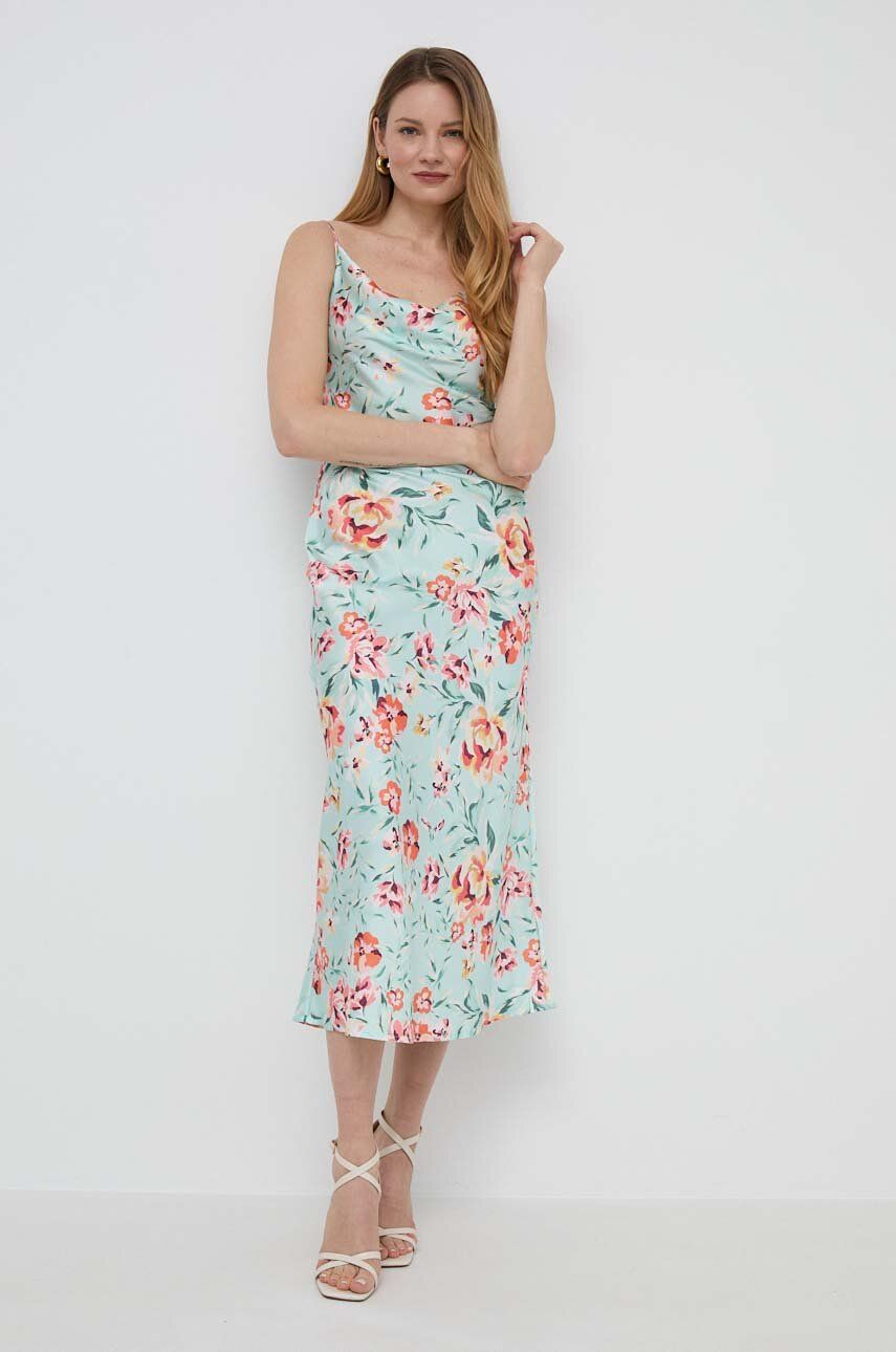 Сукня Guess колір зелений maxi пряма
