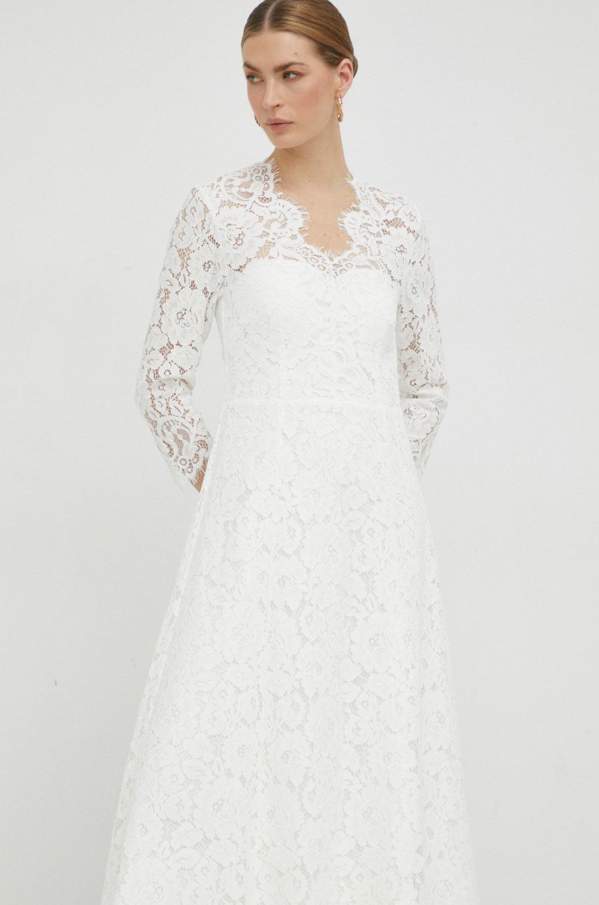 Ivy Oak rochie culoarea alb, maxi, evazati Pret Mic Alb imagine noua gjx.ro