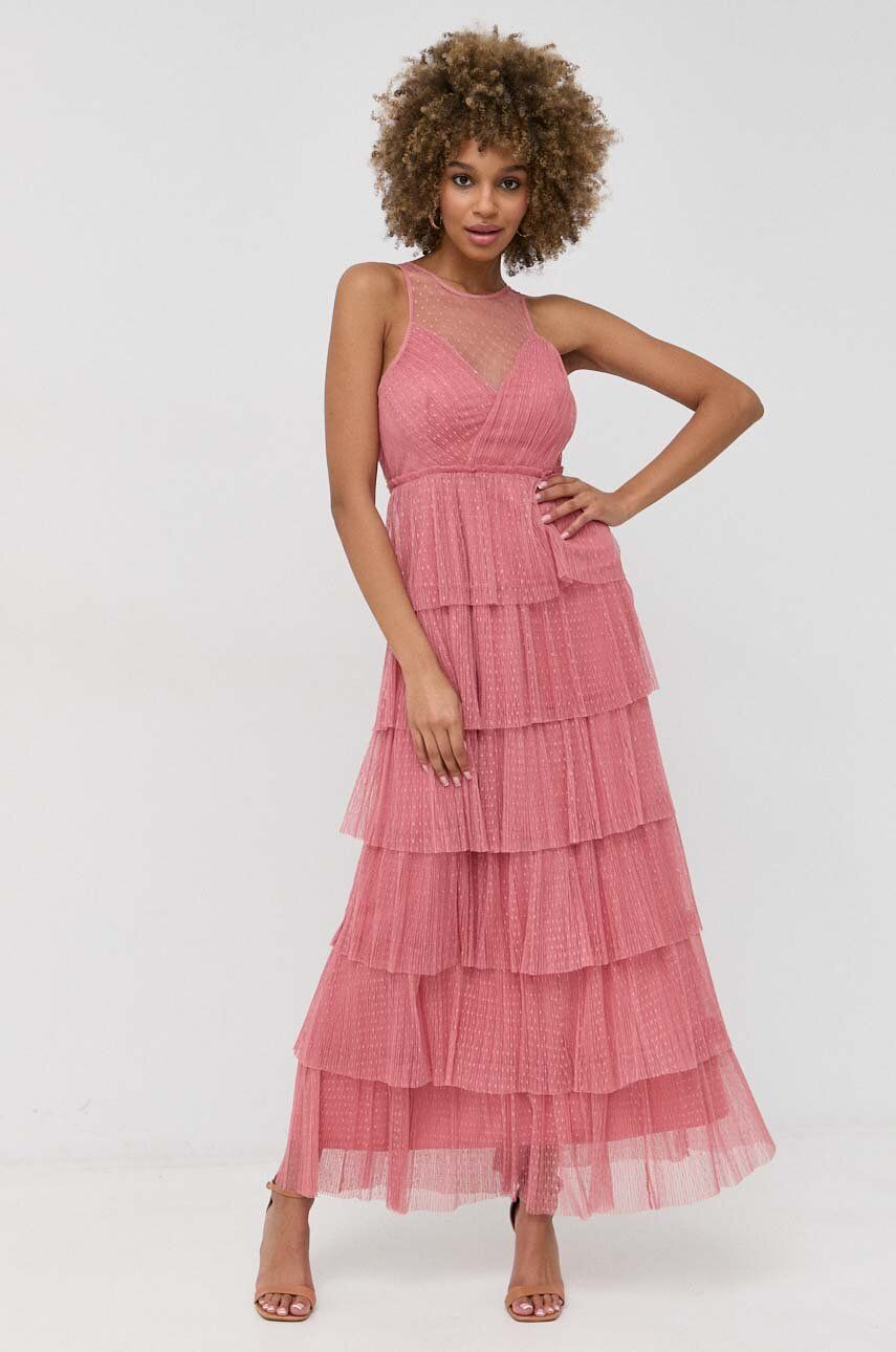 Сукня Twinset колір рожевий maxi розкльошена