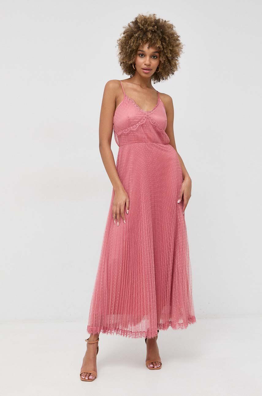 Сукня Twinset колір рожевий maxi розкльошена