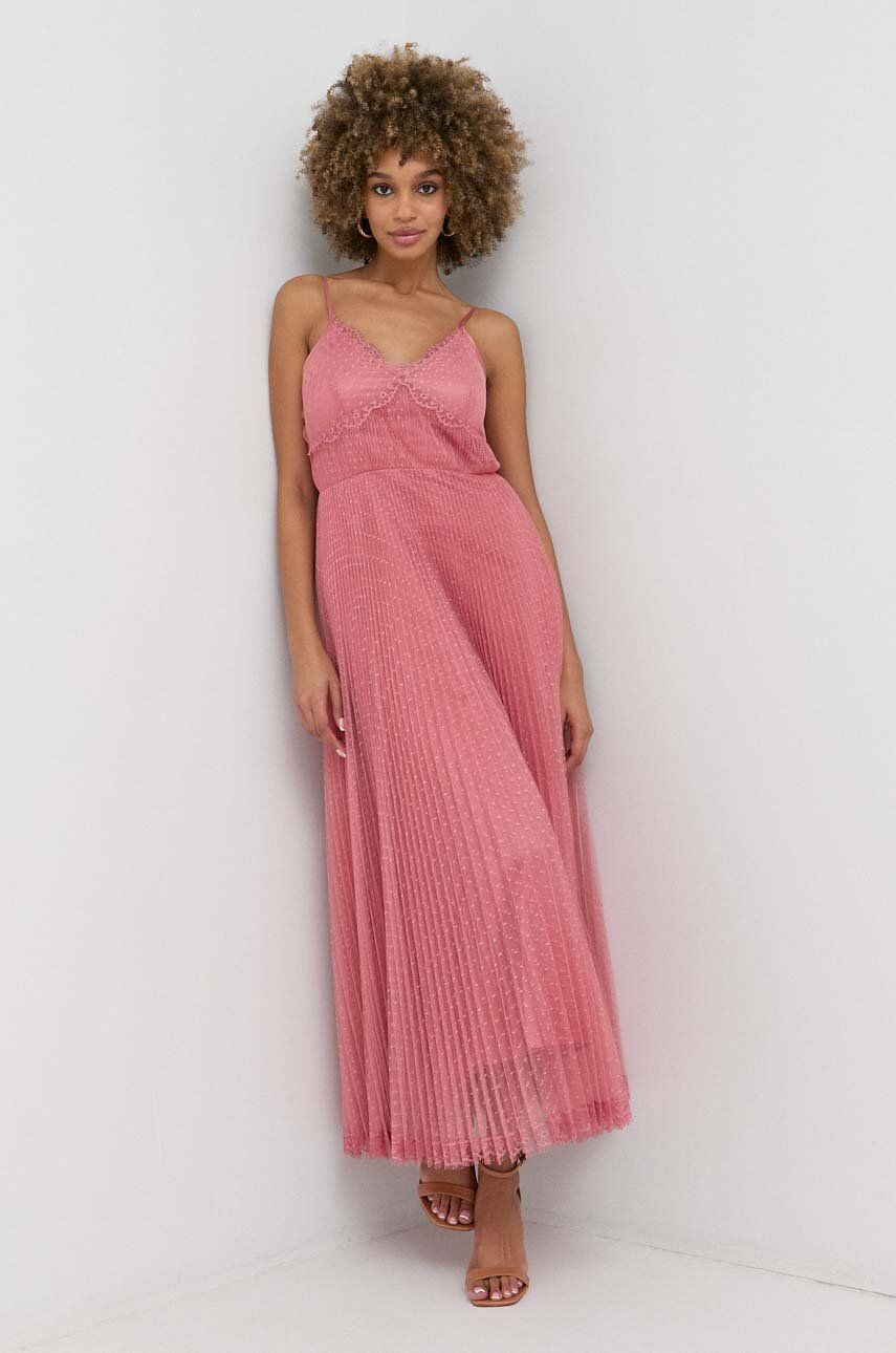 Сукня Twinset колір рожевий maxi розкльошена