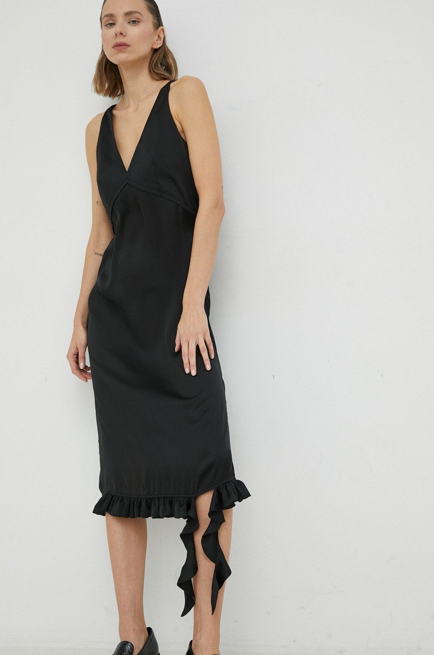 Remain rochie culoarea negru, midi, mulata 2023 ❤️ Pret Super answear imagine noua 2022