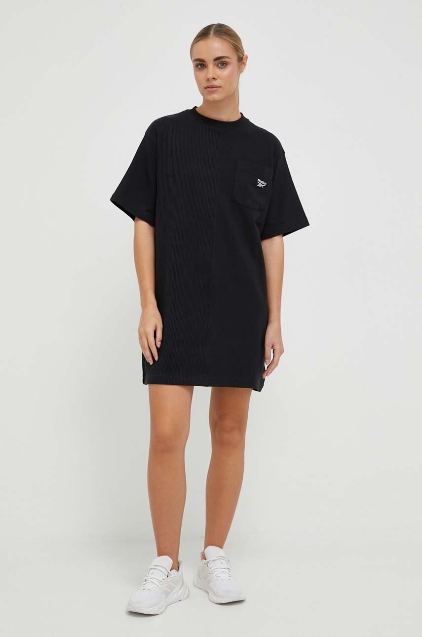 

Бавовняна сукня Reebok Classic колір чорний mini oversize