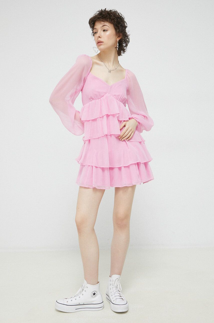 Abercrombie & Fitch rochie culoarea roz, mini, evazati
