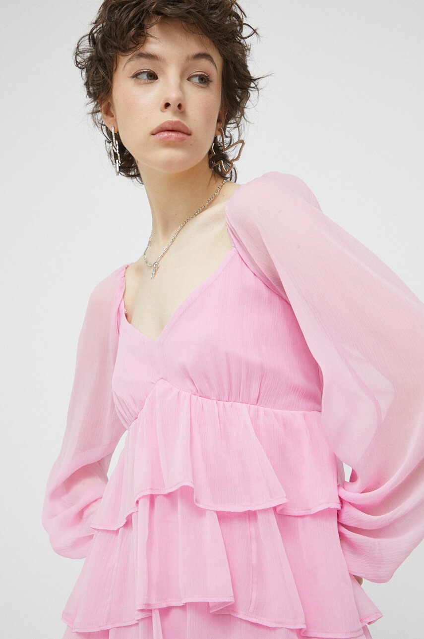 Φόρεμα Abercrombie & Fitch χρώμα: ροζ φωτογραφία