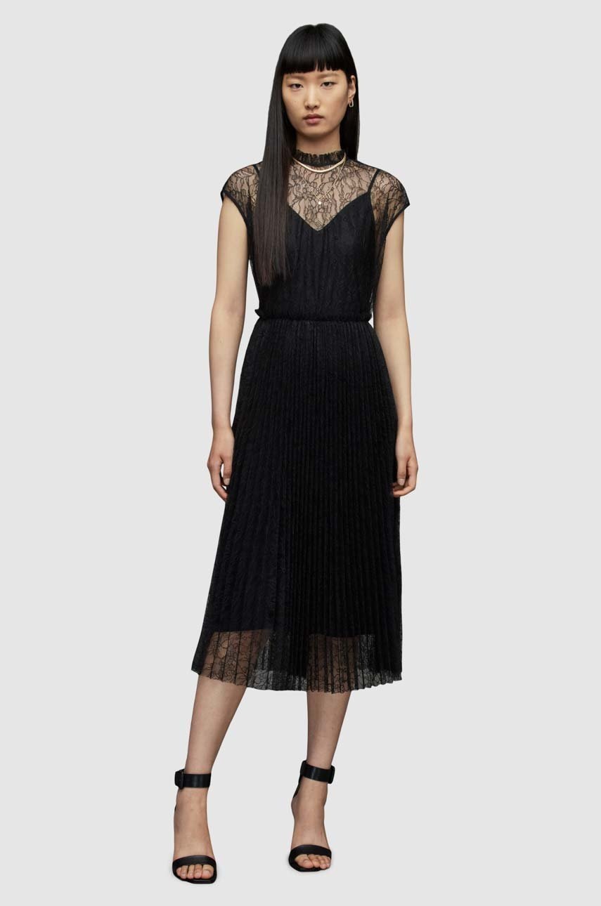 

Платье AllSaints цвет чёрный midi прямая