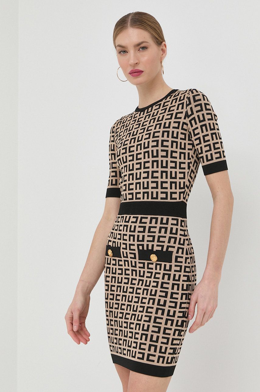 Сукня Elisabetta Franchi колір бежевий mini облягаюча