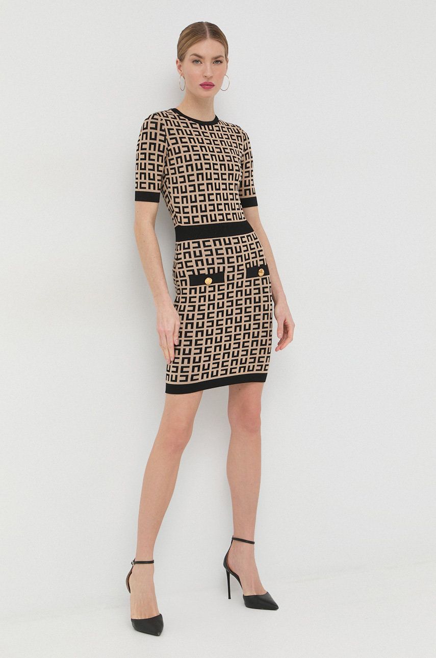 Сукня Elisabetta Franchi колір бежевий mini облягаюча