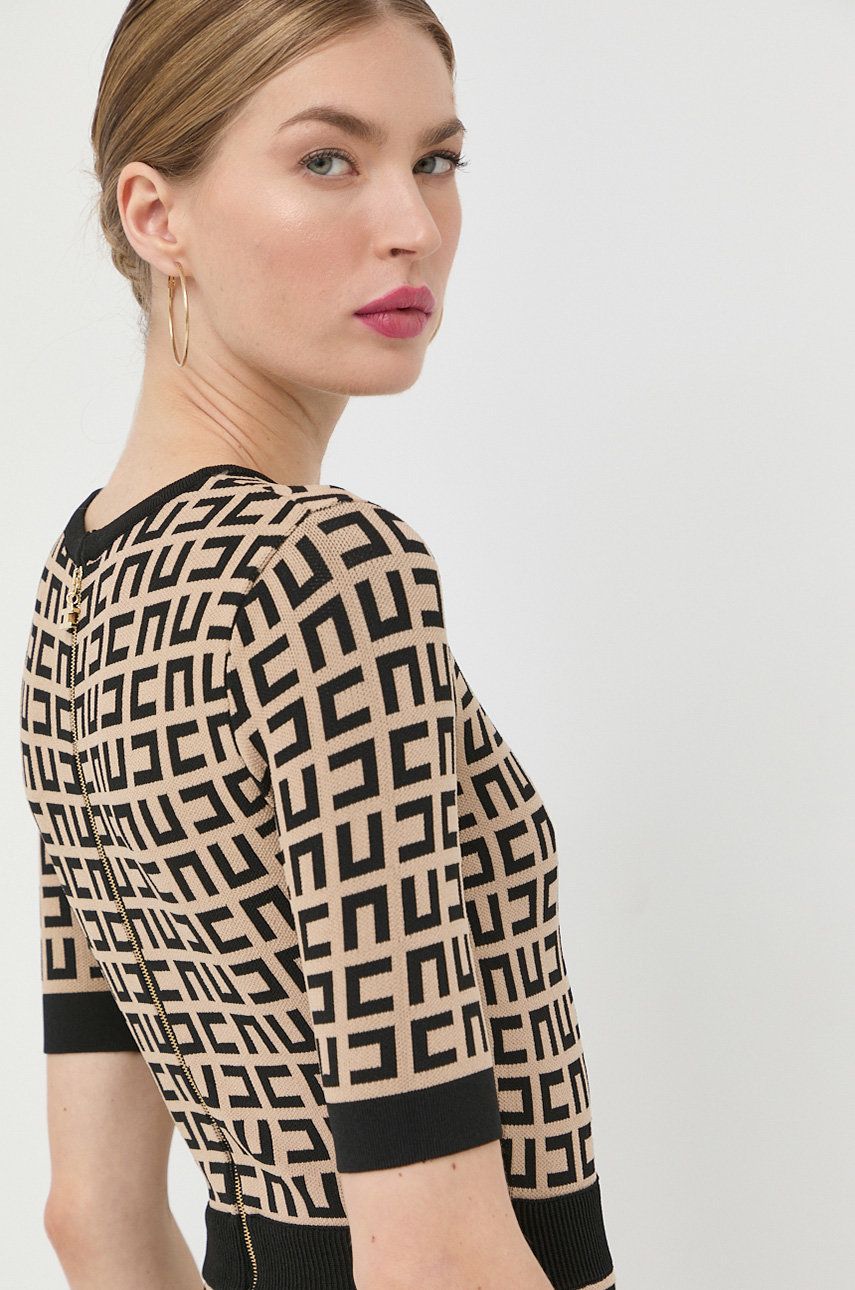 Сукня Elisabetta Franchi колір бежевий mini облягаюча