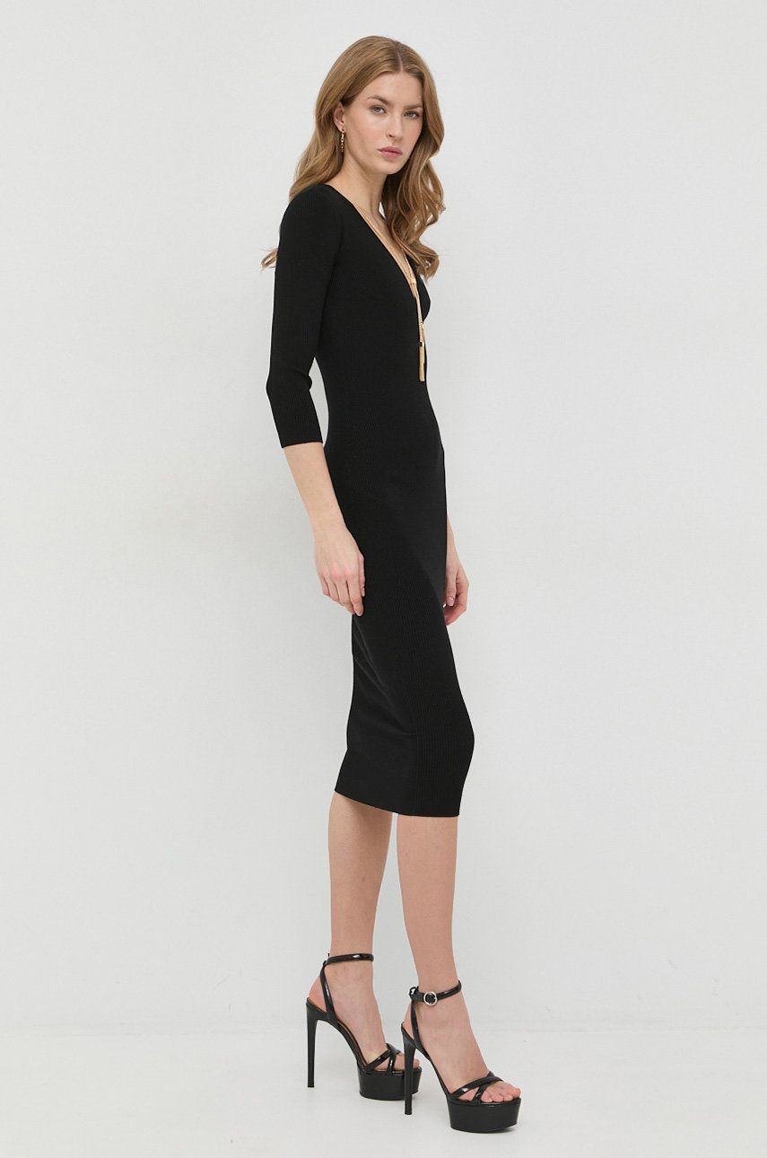 Elisabetta Franchi rochie din amestec de matase culoarea negru, mini, mulata