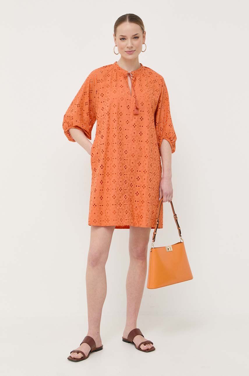 Marella rochie din bumbac culoarea portocaliu, mini, drept