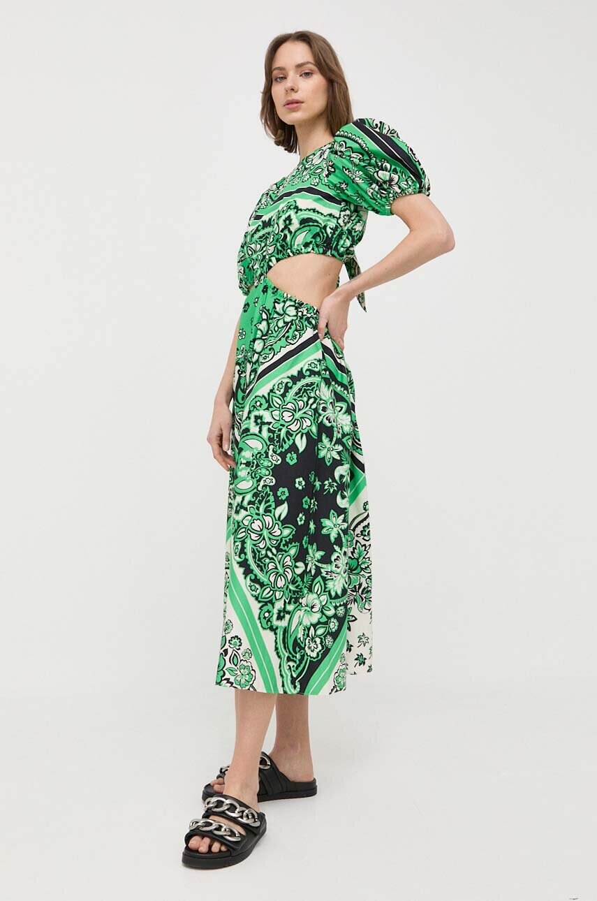 Бавовняна сукня Red Valentino колір зелений midi розкльошена