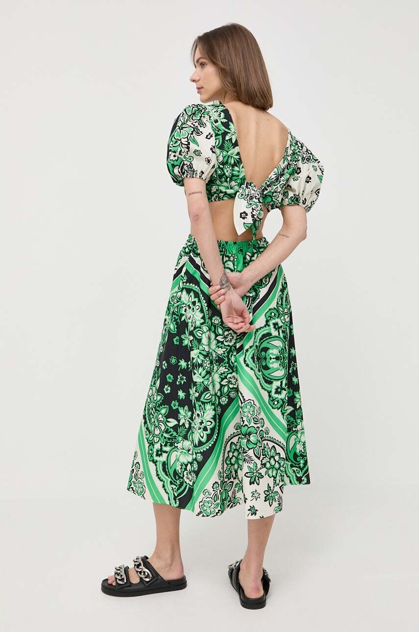 Бавовняна сукня Red Valentino колір зелений midi розкльошена