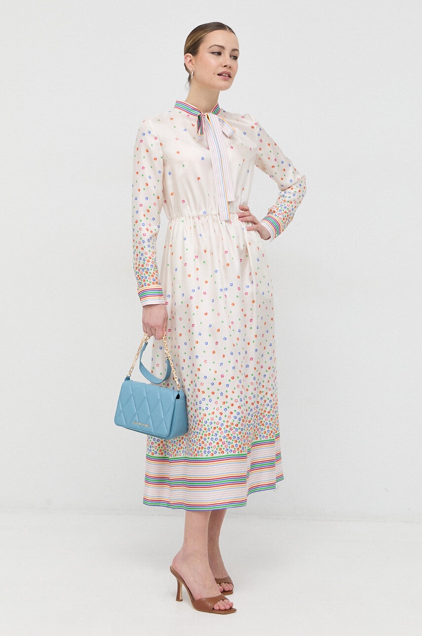 

Шовкова сукня Red Valentino колір бежевий maxi розкльошена