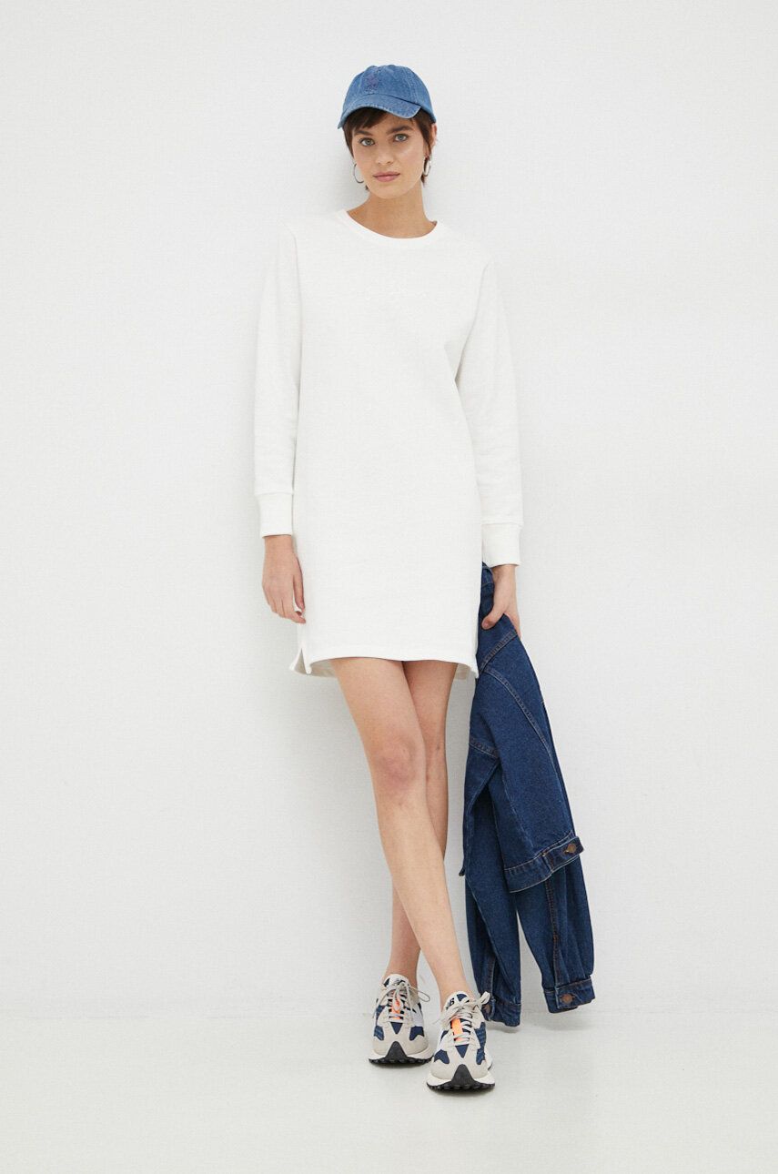 Pepe Jeans rochie din bumbac Whitney culoarea alb, mini, drept Pret Mic Alb imagine noua gjx.ro