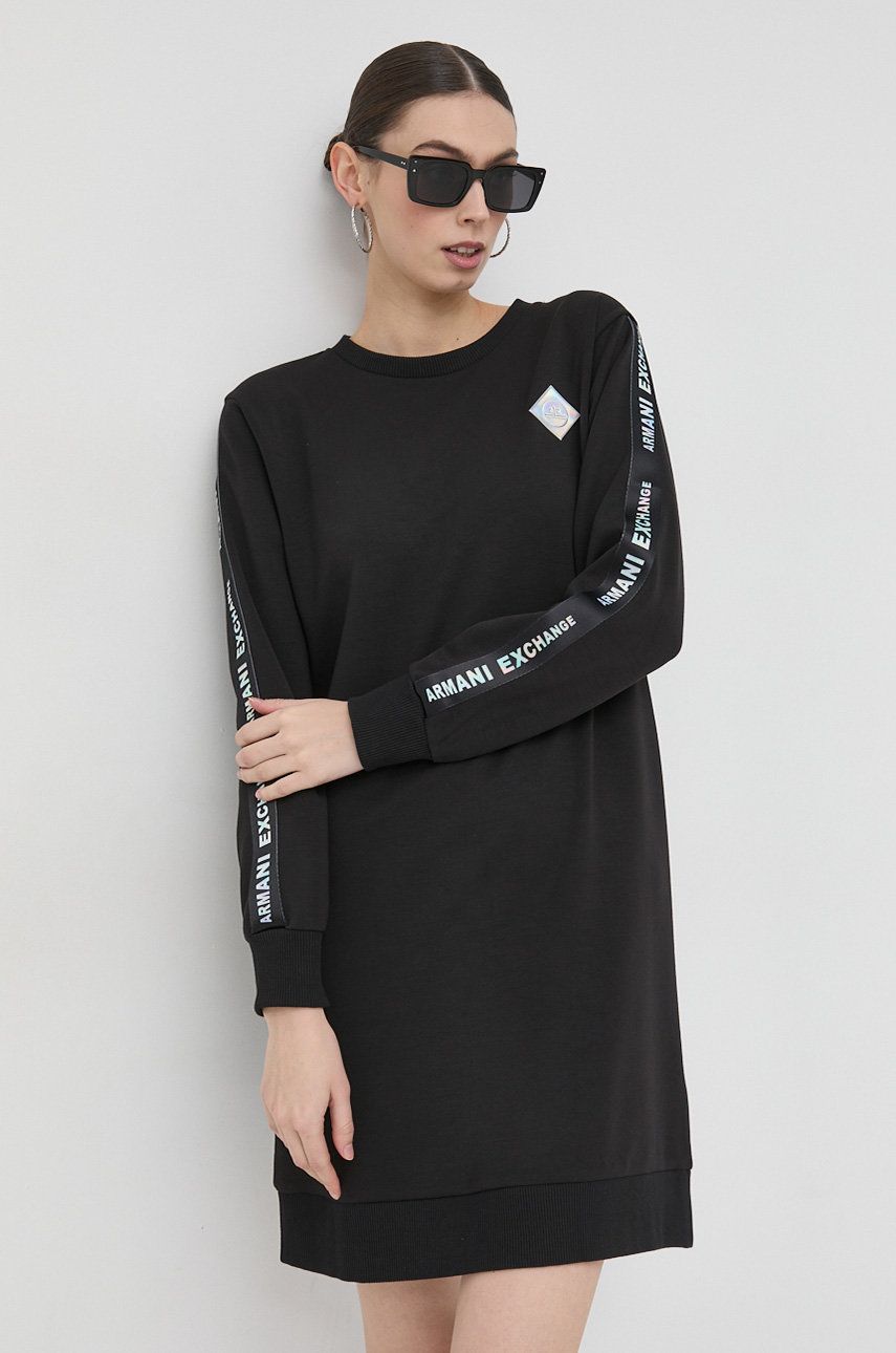 Armani Exchange rochie culoarea negru, mini, drept answear.ro