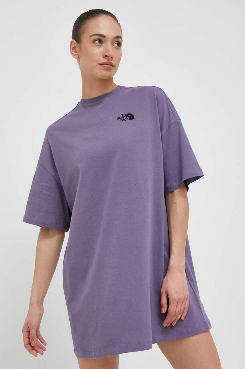

Бавовняна сукня The North Face колір фіолетовий mini oversize