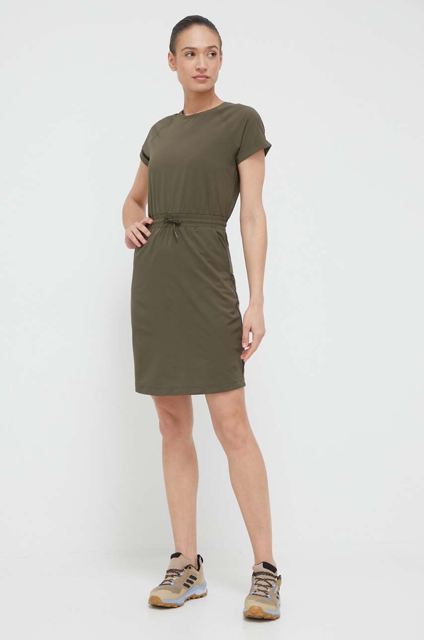 The North Face rochie sport Never Stop Wearing culoarea verde, mini, evazati