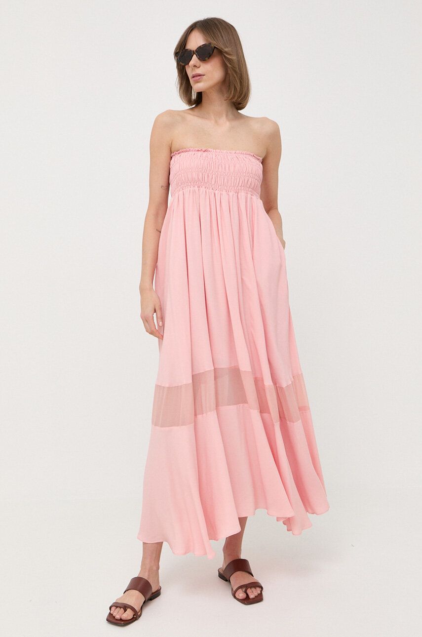 Šaty Twinset růžová barva, midi - růžová -  Podšívka: 100 % Polyester Materiál č. 1: 100 %