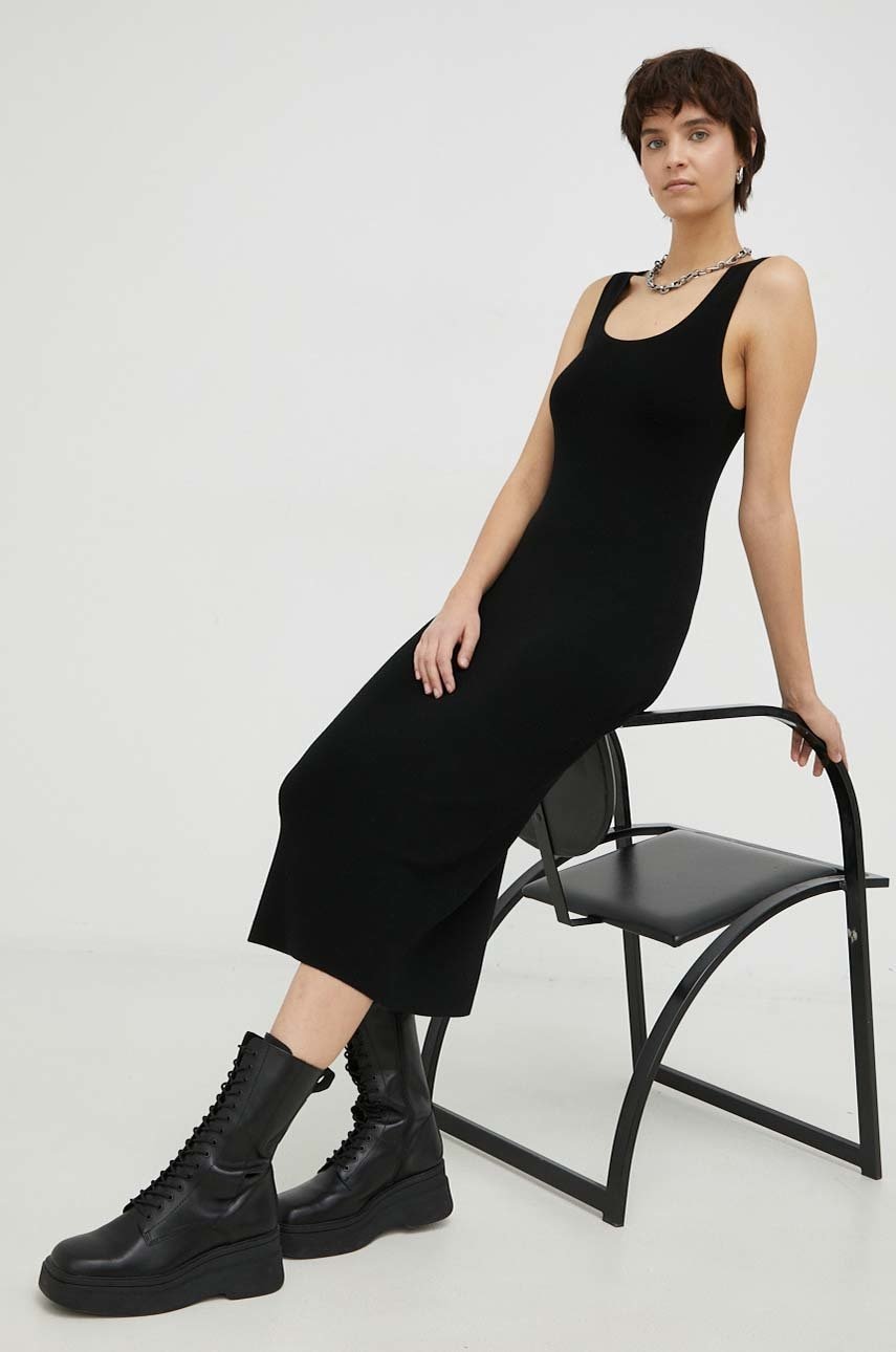 Drykorn rochie Severe culoarea negru, midi, mulata