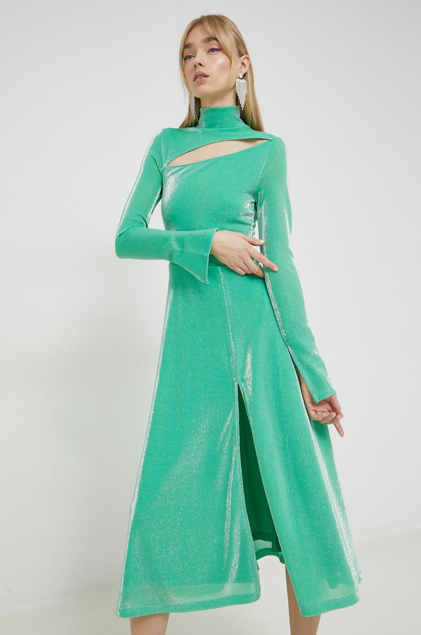 Rotate Rochie Culoarea Verde, Maxi, Evazati